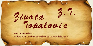 Života Topalović vizit kartica